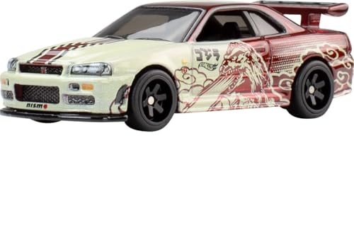 Hot Wheels Pop Culture Nissan Skyline GT-R BNR34, Godzilla Theme, 1:64 Scale